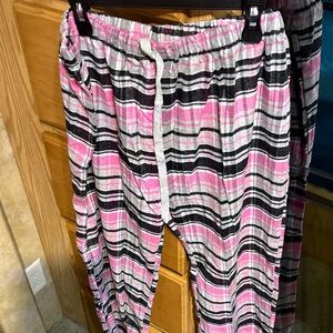 Women's Pink and Black Striped Pajama Pants